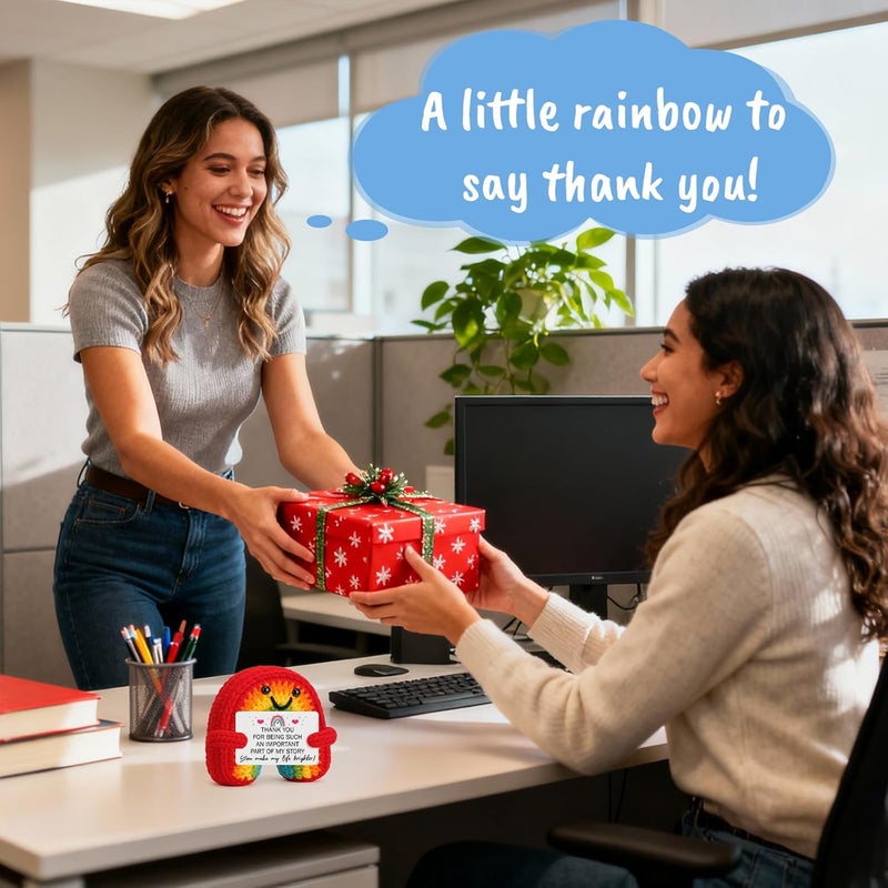 BuiltFit Teacher Retirement Gifts for Women - Crochet Rainbow Appreciation Thank You Gift for Men Boss Coworker Employee Friend Retiree Birthday Farewell Leaving Going Away Valentines Day Presents - Image 5